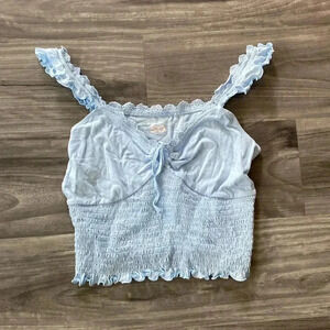 Light blue western tank top cropped